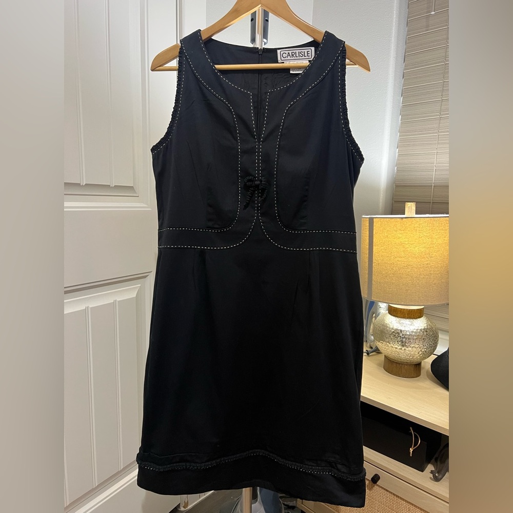 Carlisle Retro Navy Blue w/ white stitching Sleeveless Midi Dress size US 12